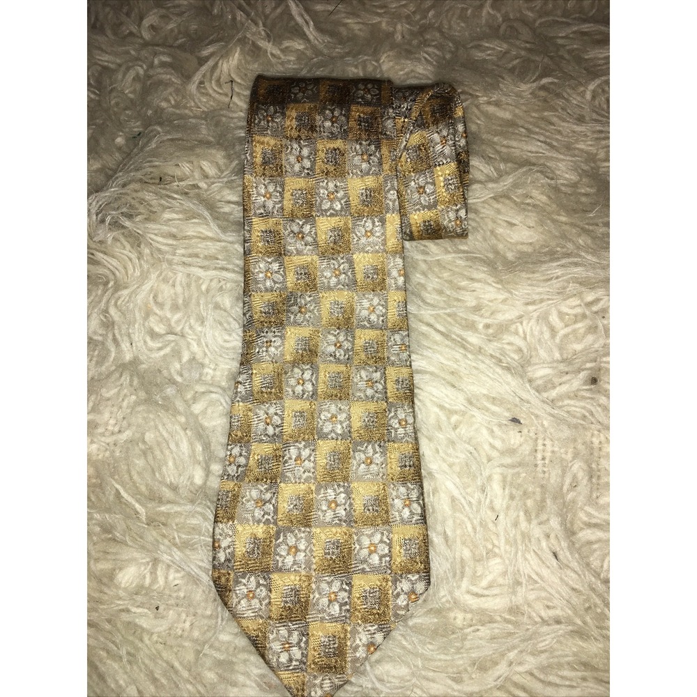 Nordstrom Made In Italy Silk‎ Tie , Golden floral print